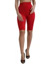 DOLCE & GABBANA RED STRETCH HIGH WAIST CROPPED LEGGINGS PANTS