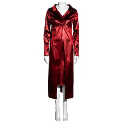 Pre-owned Dolce & Gabbana Red Stretch-satin Coat And Skirt Set, Ss 1999