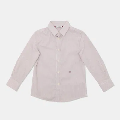 Pre-owned Dolce & Gabbana Red Striped Cotton Button Front Shirt 3 Years