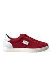 Dolce & Gabbana Red Suede Leather Men Low Top Sneakers Shoes
