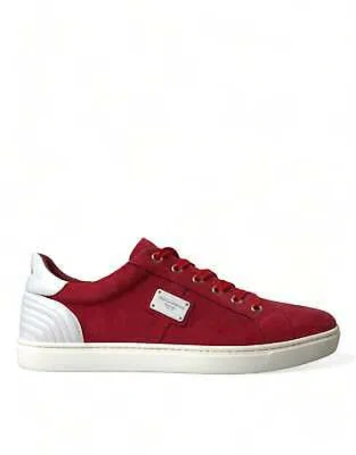 Pre-owned Dolce & Gabbana Red Suede Leather Men Low Top Sneakers Shoes In Refer To Description