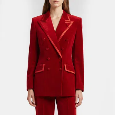 Pre-owned Dolce & Gabbana Red Velvet Double Breasted Blazer L