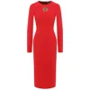 Dolce & Gabbana Red Sacred Heart Long Sleeves Sheath Dress In Red