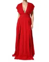 Dolce & Gabbana Red Viscose Plunging Neckline Long Maxi Dress In Red