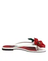 Dolce & Gabbana Red White Keira Flower Leather Sandals Shoes In Multi