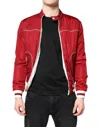 Dolce & Gabbana Red White Nylon Full Zip Men Bomber Jacket In Red