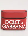 Dolce & Gabbana Red White Silicone Embossed Logo Accessory Airpods Case In Red