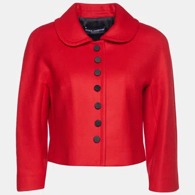 Pre-owned Dolce & Gabbana Red Wool Cropped Jacket M