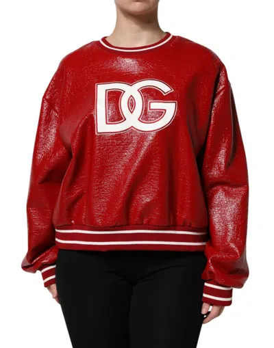 DOLCE & GABBANA DOLCE & GABBANA RED WOOL DGLOGO EMBROIDERY PULLOVER WOMEN'S SWEATER