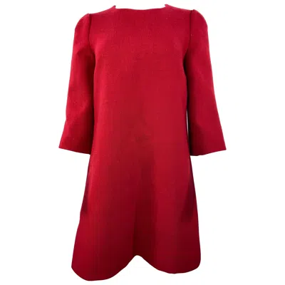 Pre-owned Dolce & Gabbana Red Wool Mini Dress Size 42