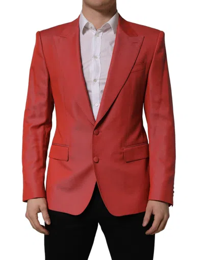 Dolce & Gabbana Red Wool Single Breasted Men Blazer Jacket In Pink