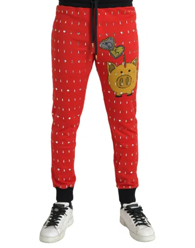 Dolce & Gabbana Red Year Of The Pig Jogger Sweatmen's Men's Pants