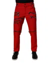 Dolce & Gabbana Red Zipper Embellished Straight Pants In Red
