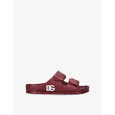 Dolce & Gabbana Red/dark Kids' Branded Eva Sandals Eur 37 / 4 Uk In Burgundy