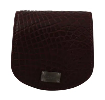Dolce & Gabbana Refined Caimano Leather Coin Men's Case In Brown