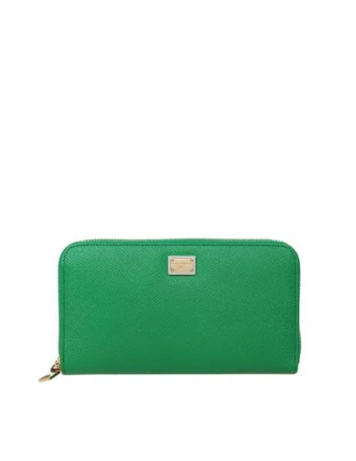 Dolce & Gabbana Calfskin Dauphine Wallet In Green
