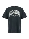 Dolce & Gabbana Men Dark Grey Crewneck T-shirt With Logo Lettering Print On The Front In Cotton Man In Gray