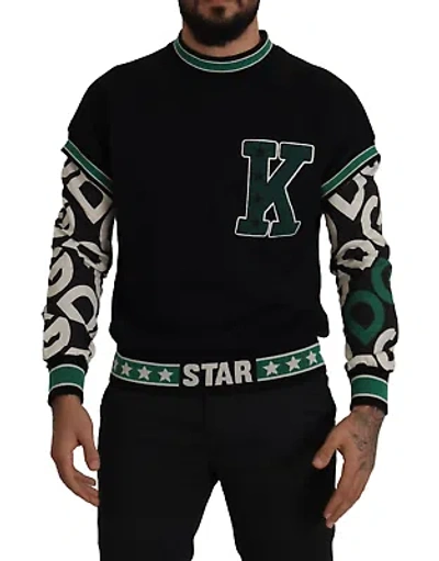 Pre-owned Dolce & Gabbana Regal Crewneck Pullover Sweater - Black & Green