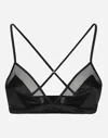 Dolce & Gabbana Satin And Tulle Triangle Bra In Black