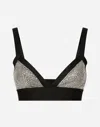 Dolce & Gabbana Triangle Bra With Fusible Rhinestones In Multicolor