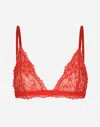 Dolce & Gabbana Chantilly Lace Triangle Bra In Red