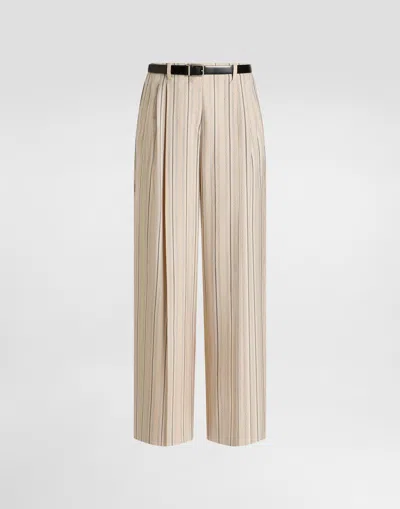 Dolce & Gabbana Regimental Pinstripe Trousers In Neutral