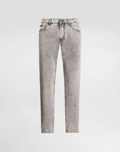 Dolce & Gabbana Regular Cotton Jeans In Gray