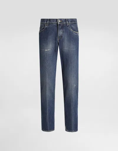 Dolce & Gabbana Regular Cotton Jeans In Multi