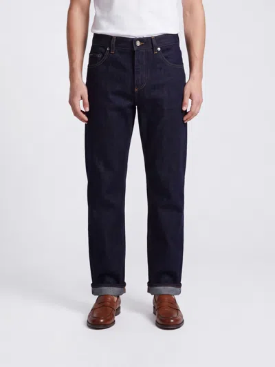 Dolce & Gabbana Regular Fit Straight-leg Jeans In Black Cotton Denim In Blue