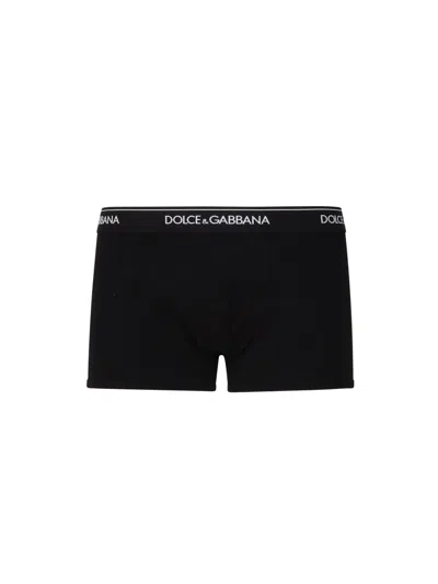 Dolce & Gabbana Regular-fit Two-pack Boxers In Stretch Cotton In Black