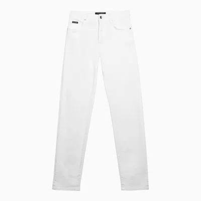 DOLCE & GABBANA REGULAR WHITE COTTON PANTS