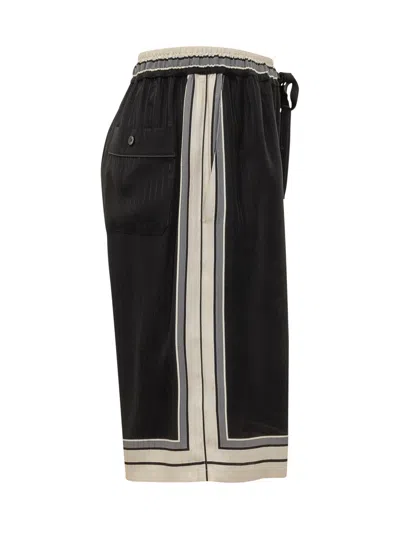 Dolce & Gabbana Relaxed Fit Shorts With Drawstring In Righe F.nero