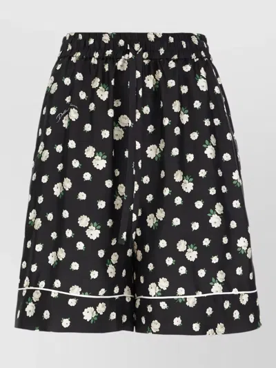 Dolce & Gabbana Relaxed Shorts Elastic Waistband Floral Piping In Black