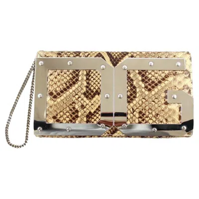 Pre-owned Dolce & Gabbana Reptile Pochette Size Unique In Sand
