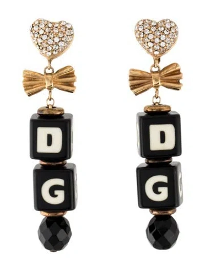 Pre-owned Dolce & Gabbana Resin & Crystal Cube Drop Earrings In Multi