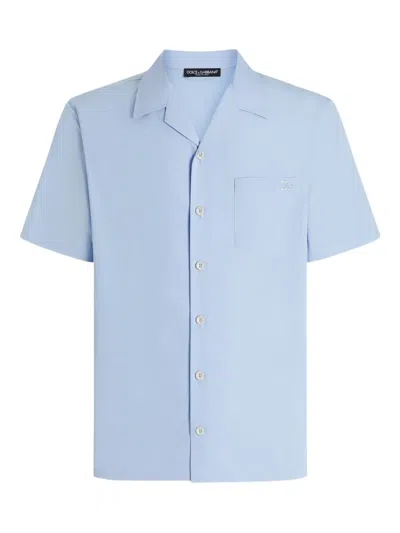 Dolce & Gabbana Revere-collar Pocket Shirt In Blue