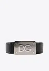 Dolce & Gabbana Reversible Grained-leather Belt In Black