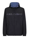 Dolce & Gabbana Reversible Jacket With Hood And Logo In Blue