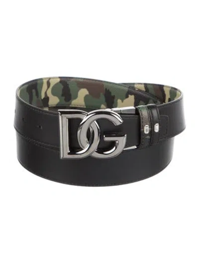 Pre-owned Dolce & Gabbana Reversible Leather Belt Kit In Black