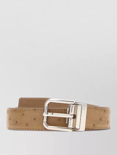 Dolce & Gabbana 2.5 Cm Reversible Leather Belt With Silver Metal Finish In Brown