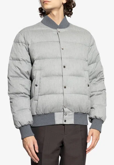 Dolce & Gabbana Reversible Padded Down Jacket In Gray