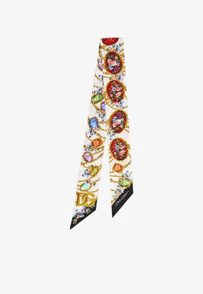 Dolce & Gabbana Reversible Printed Silk Bandeau In White