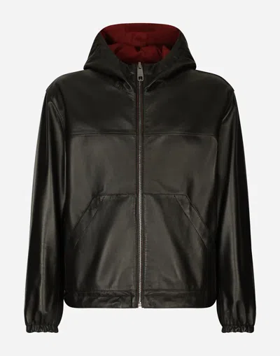 DOLCE & GABBANA REVERSIBLE STRETCH WOOL AND LEATHER JACKET