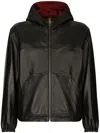 Dolce & Gabbana Reversible Stretch Wool And Leather Jacket In Red