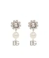Dolce & Gabbana Rhinestone And Faux Pearl Dg Logo Clip-on Earrings In White