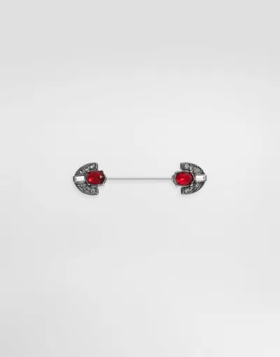 Dolce & Gabbana Rhinestone Brooch In Argent