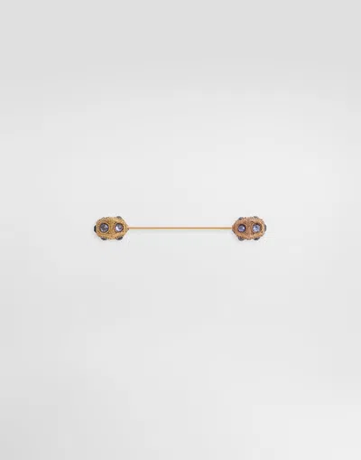 Dolce & Gabbana Rhinestone Brooch In Doré