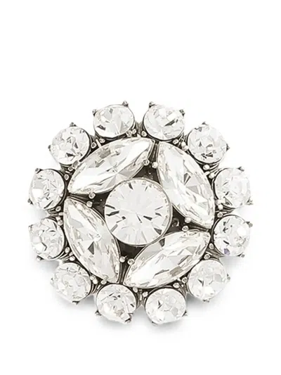 Dolce & Gabbana Rhinestone Brooch In Silver