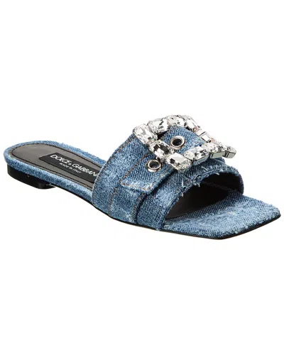 Dolce & Gabbana Denim Slides In Blue