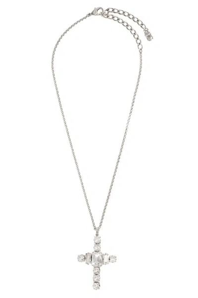 DOLCE & GABBANA RHINESTONE CROSS NECKLACE